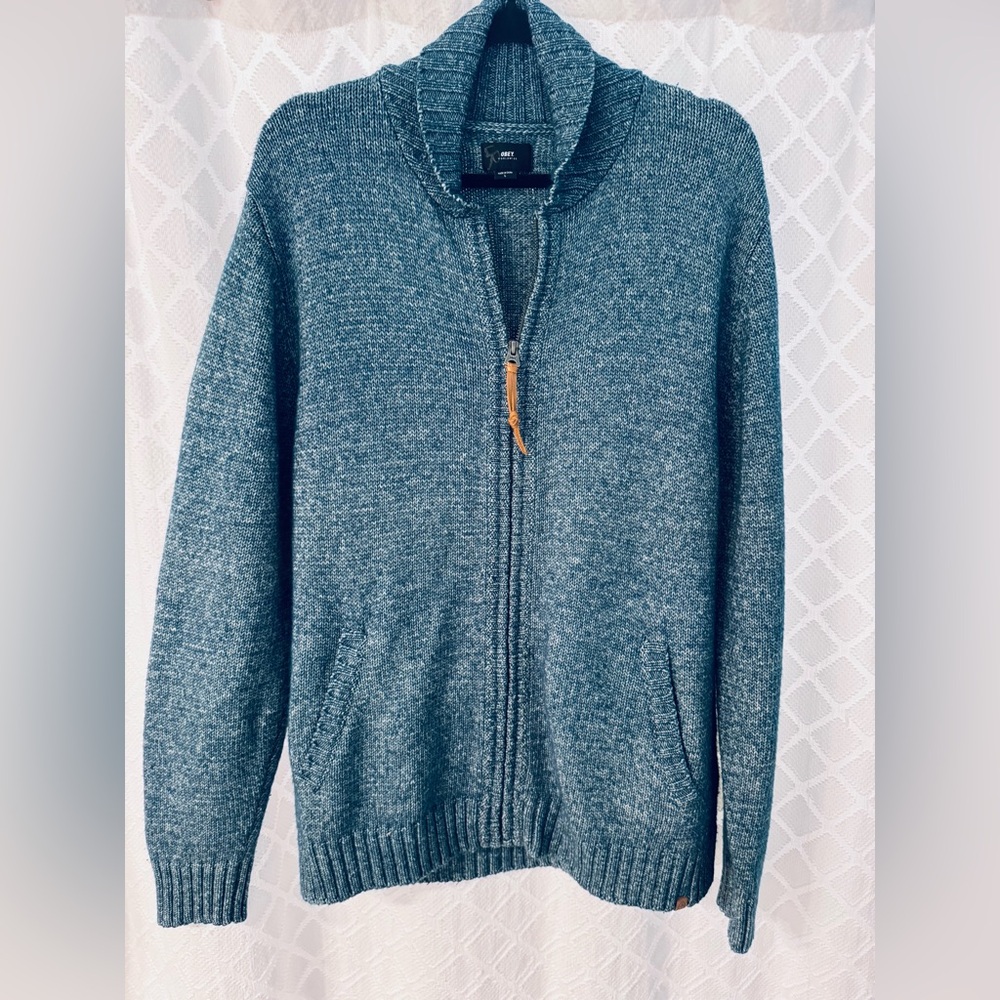Obey Men's Zip-Up Sweater in Blue